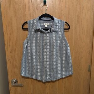 Christopher & Banks Blue Sleeveless Blouse